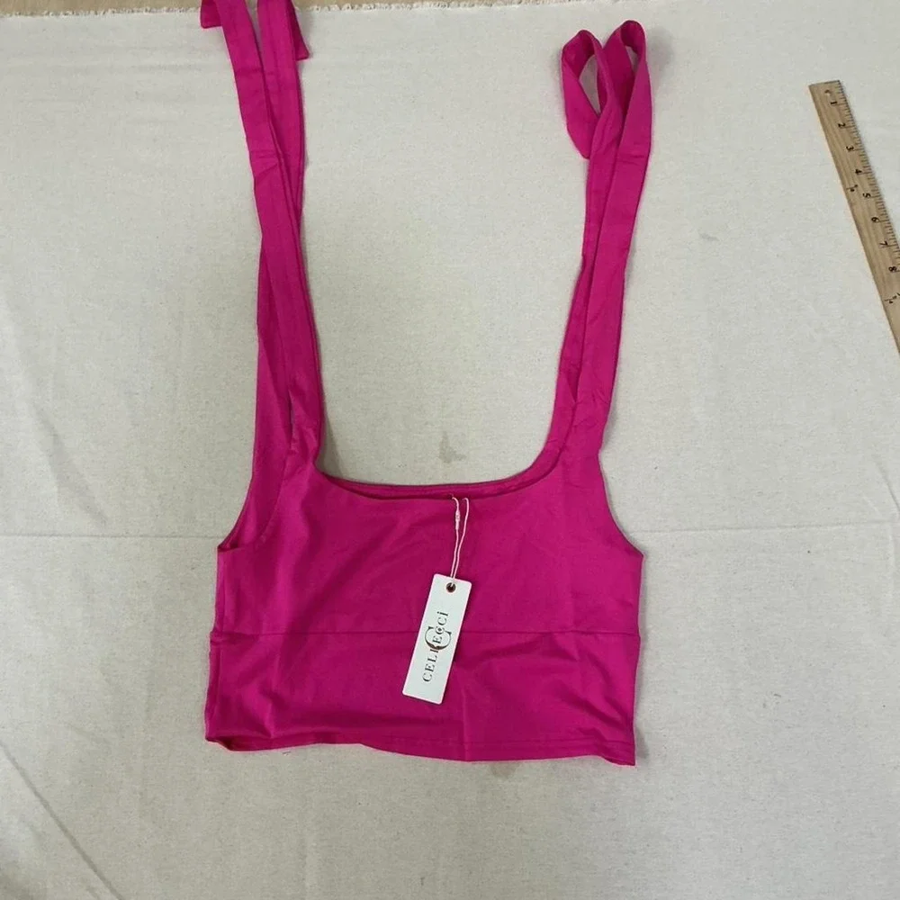 CELLECCI hot‎ pink crop top